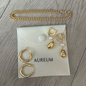 Aureum Gold Jewelry (2 earrings, 1 anklet)